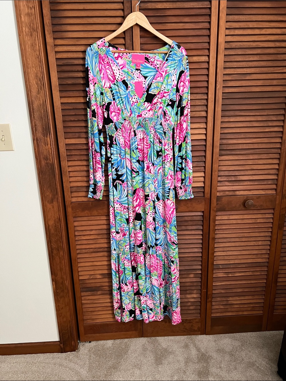 Lilly Pulitzer Pink & Blue Tropical Print Maxi Dress